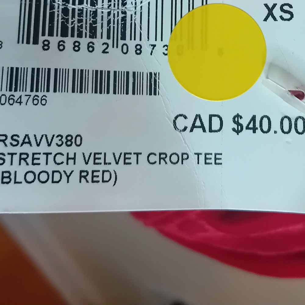 NWT Y2K American Apparel Velvet Crop Top Short Sleeve Tee Shirt Bloody Red‎ XS - Picture 13 of 16